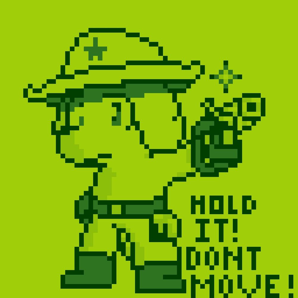 Sheriff Tee Bone Bringing justice!
In game boy style.