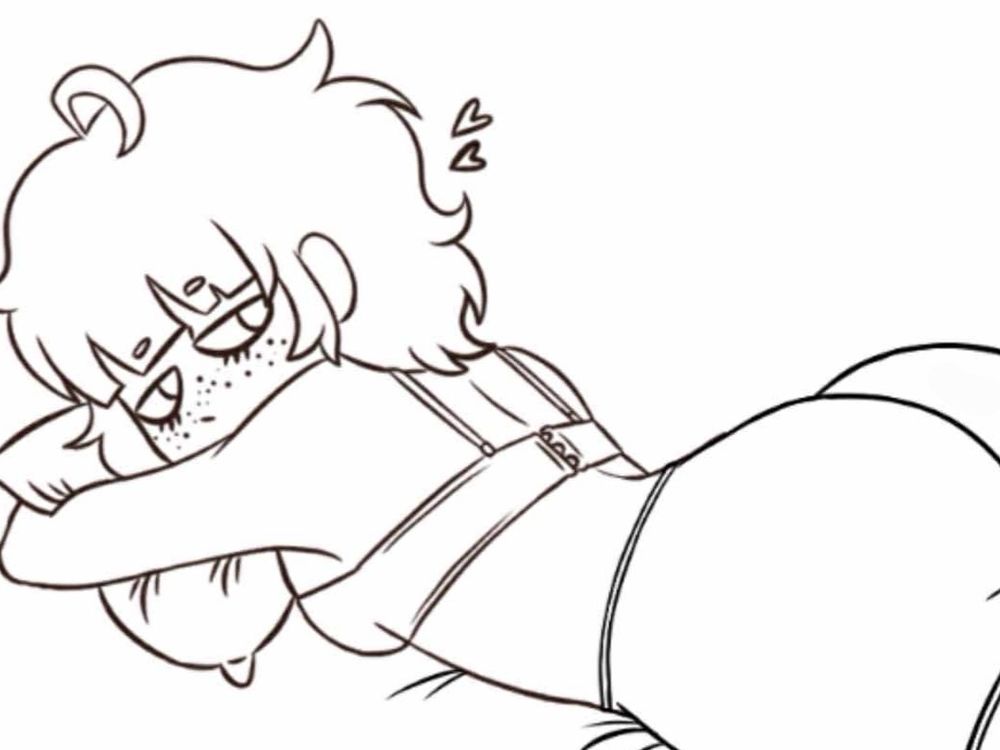 Digital art of a girl laying on her stomach with her butt in view, lewd pose