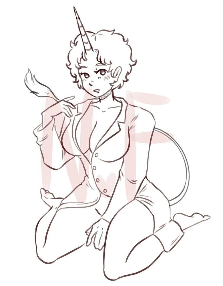 Commission sketch of an original character, unicorn themed
