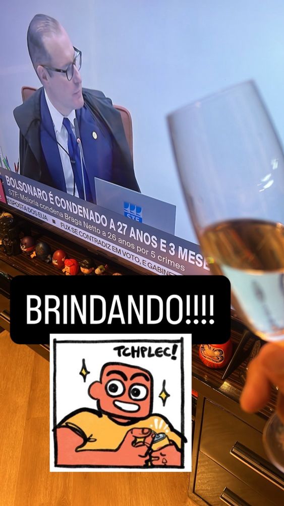 Imagem tomando uma champa enquanto o Bozo é condenado 