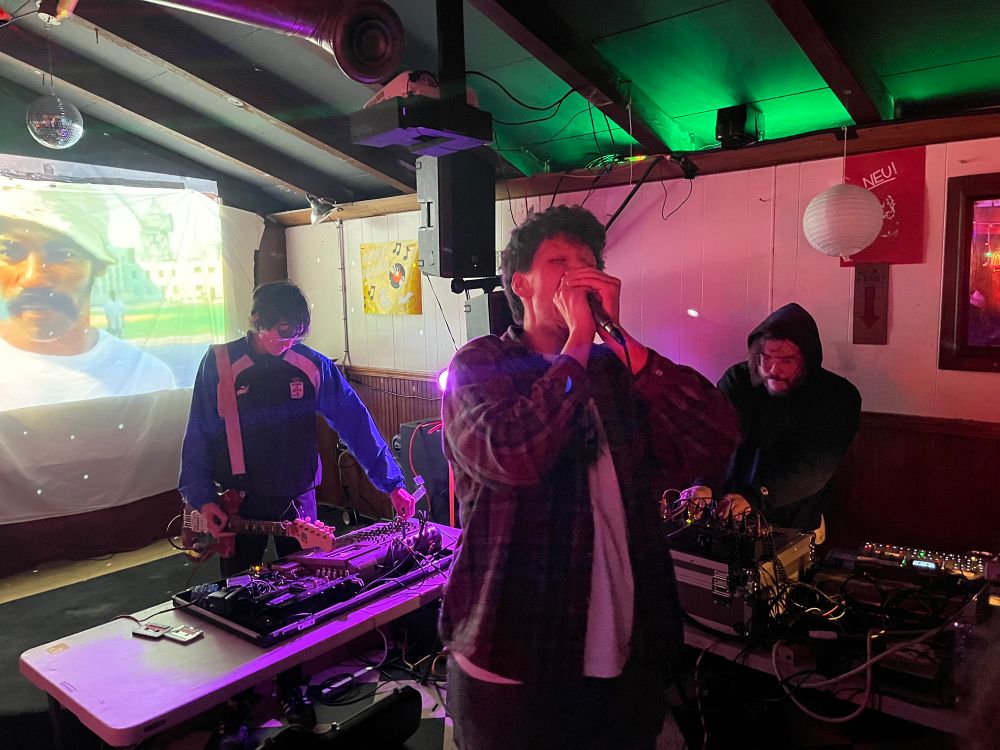 The trio Blank Hellscape playing live at Little Rose Tavern in Cleveland