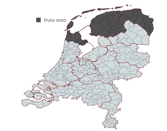 Map area of the study in the Netherlands