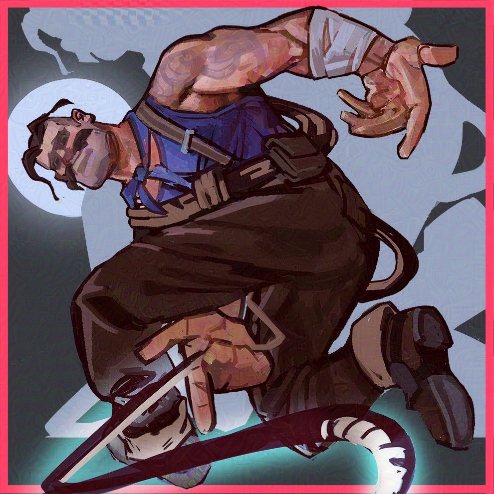 a digital painting of lash from deadlock doing the sonic the hedgehog pose