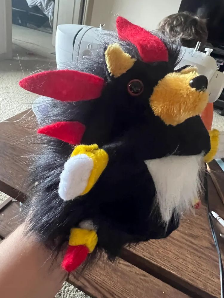 Shadow the Hedgehog silly little guy furry plush - selsewscreatures.etsy.com