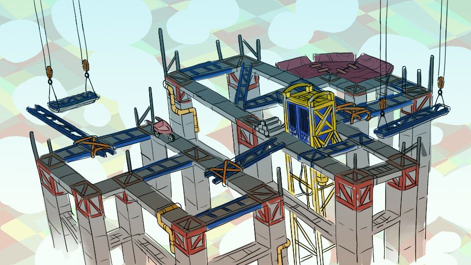 Concept art of a building under constrution