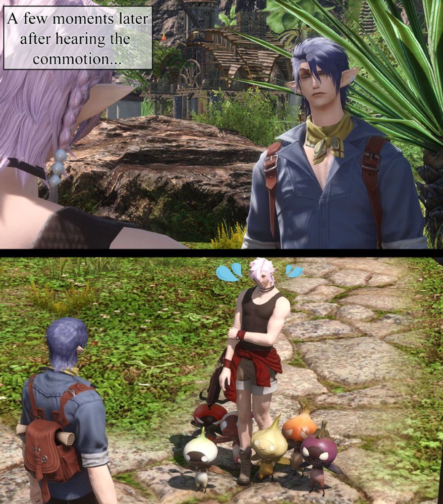 hearing the commotion, Lantis came to see what was going on only to see that the vegetables have made friends with his spouse