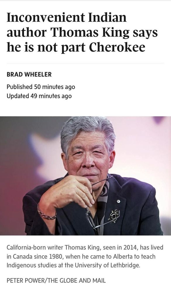Thomas King, an older man with Grey hair looks at the camera. "Inconvenient Indian author Thomas King is not part Cherokee"