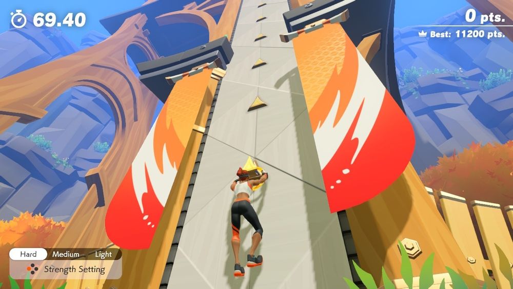Screenshot from that one wall climbing exercise in Ring Fit Aventure that my legs HATE.