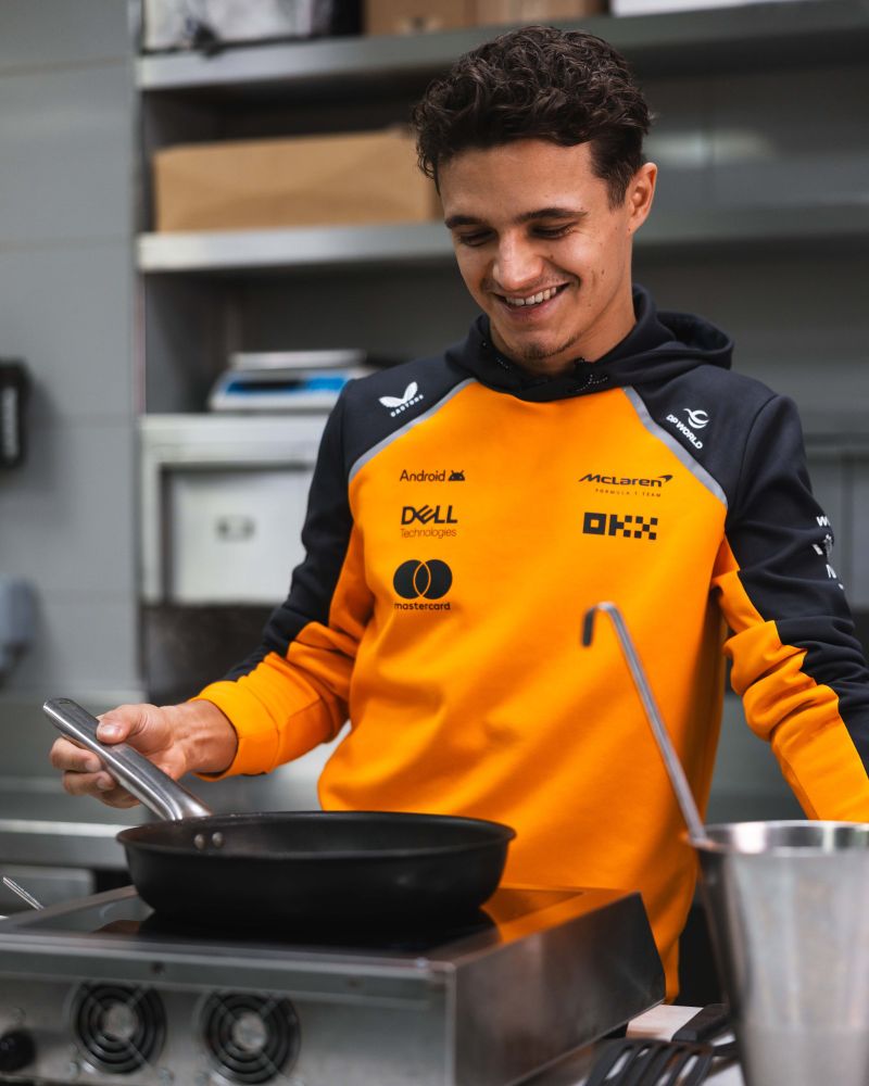 lando cooking with on a stovetop in a kitchen