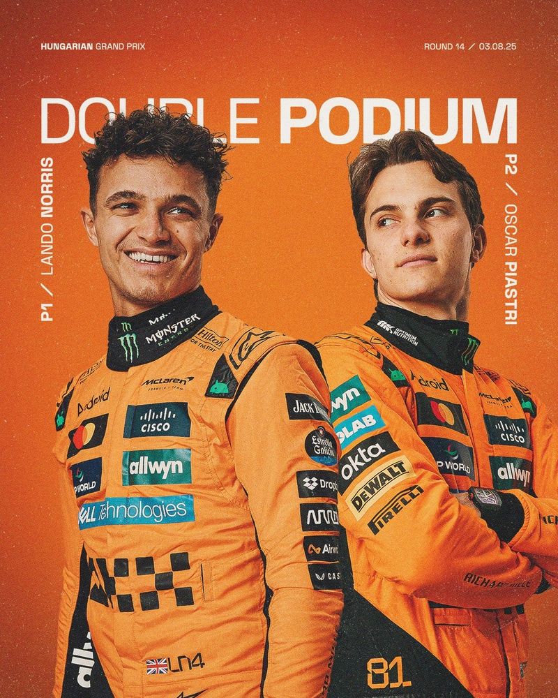 double podium graphic for the Hungary gp