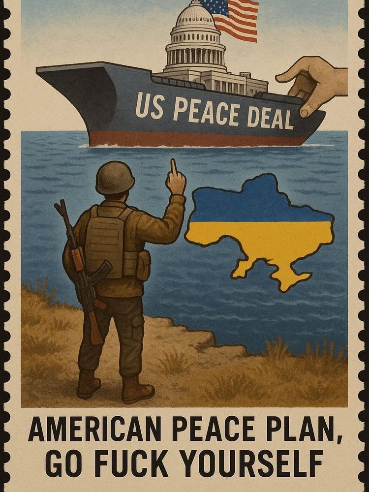 A picture of an Ukraine soldier giving the middle finger to the US “peace deal.”
Slava Ukrainii!