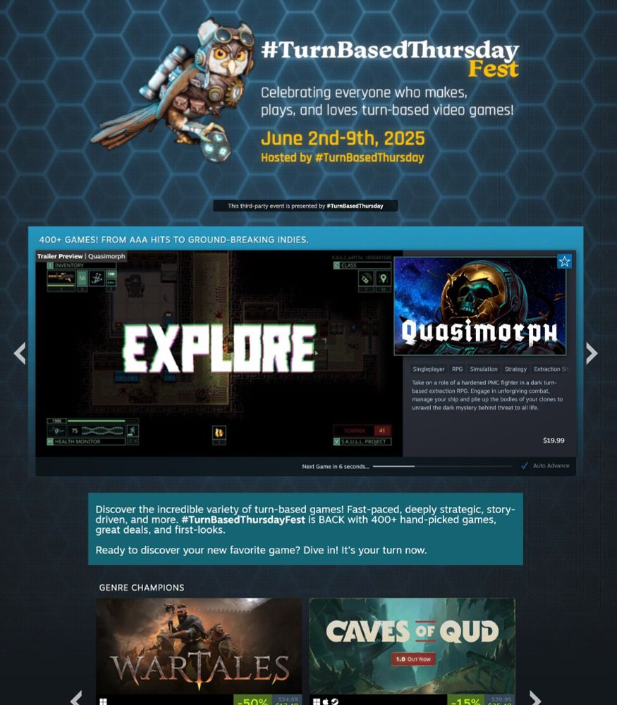 #TurnBasedThursdayFest Steam Sale - "Celebrating everyone who makes, plays, and loves turn-based video games!"