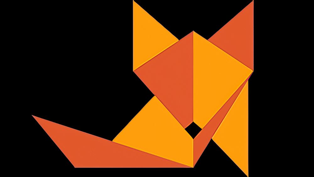 Folded Fox game studio logo (designed by Rickard Häll https://itsjustme.se/uppdrag/ -- hastily upscaled by us)