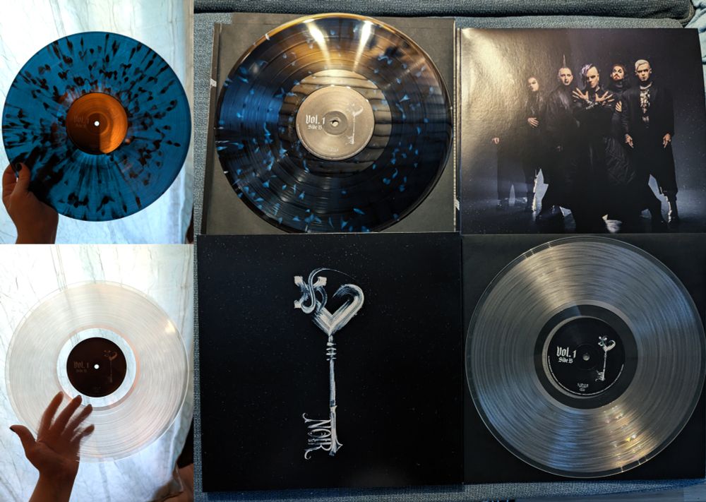 2 vinyls, blue splatter and crystal