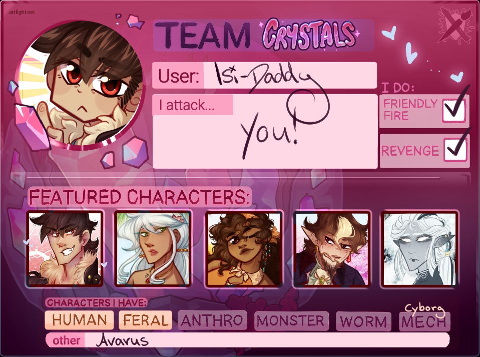 Artfight template filled