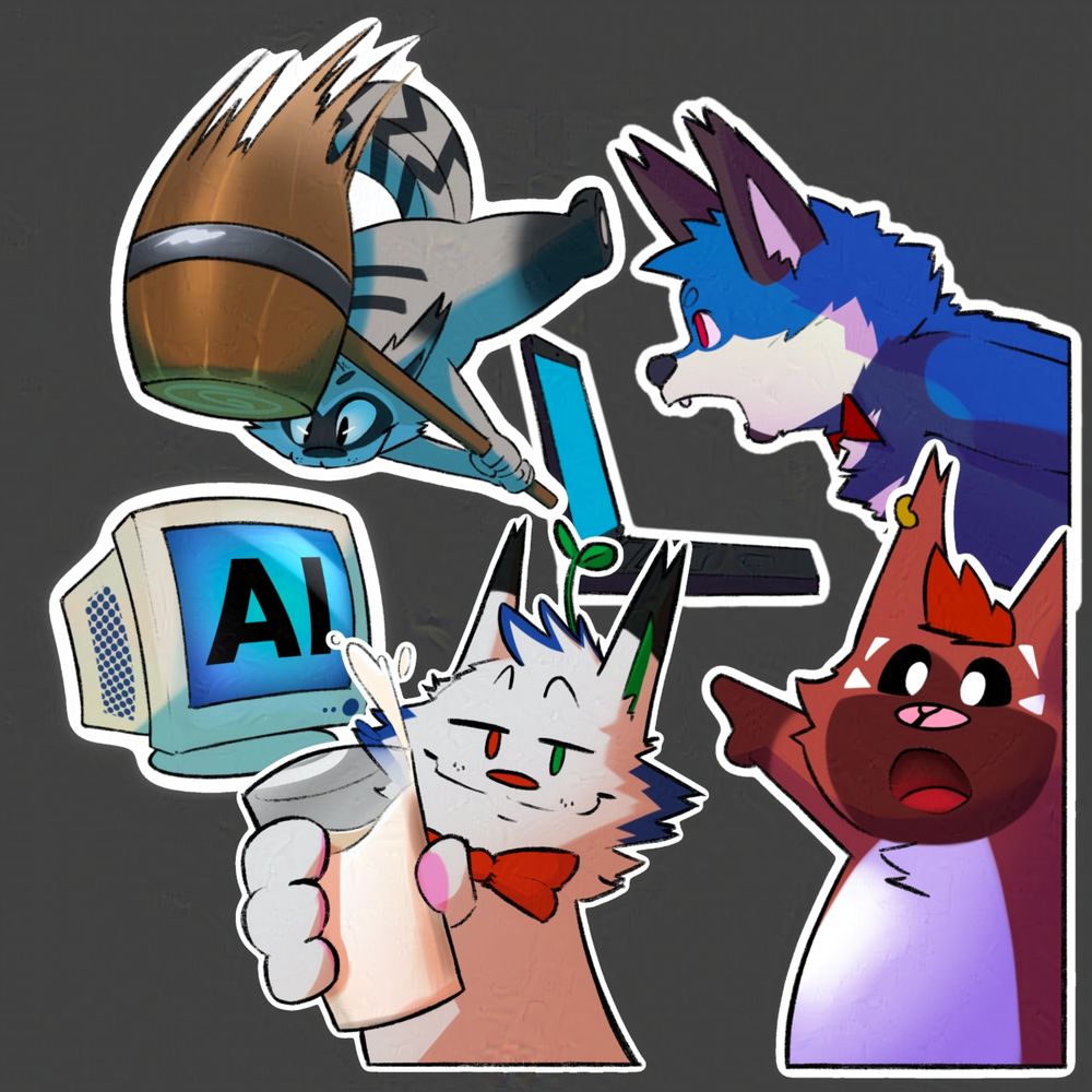 a digital drawing, collection of a few furry stickers