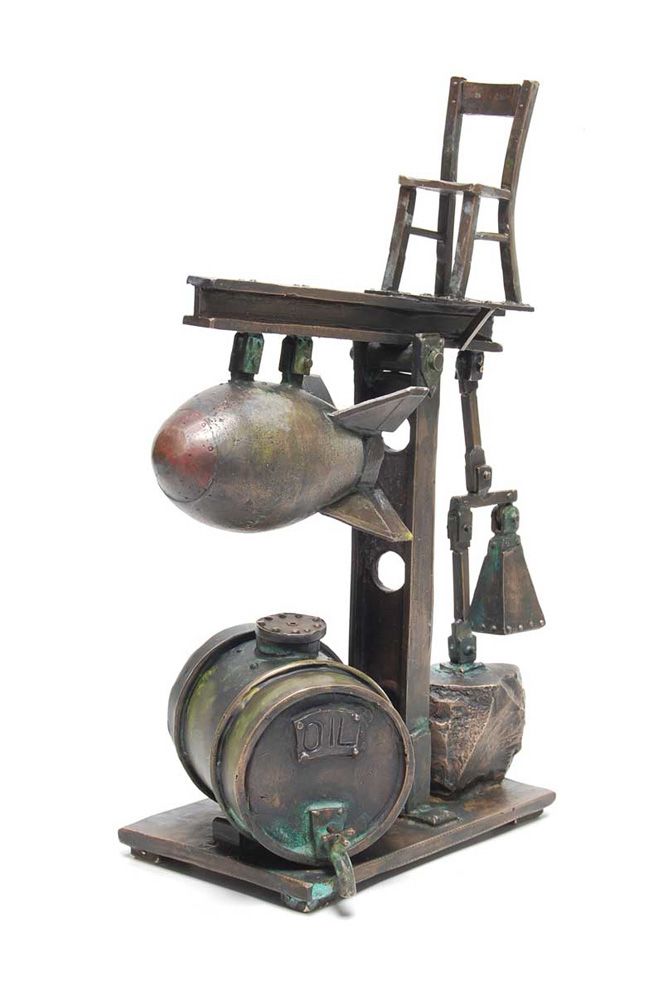 Unique cast and fabricated bronze sculpture 2004 title: I-beam to Heaven 13 inch tall