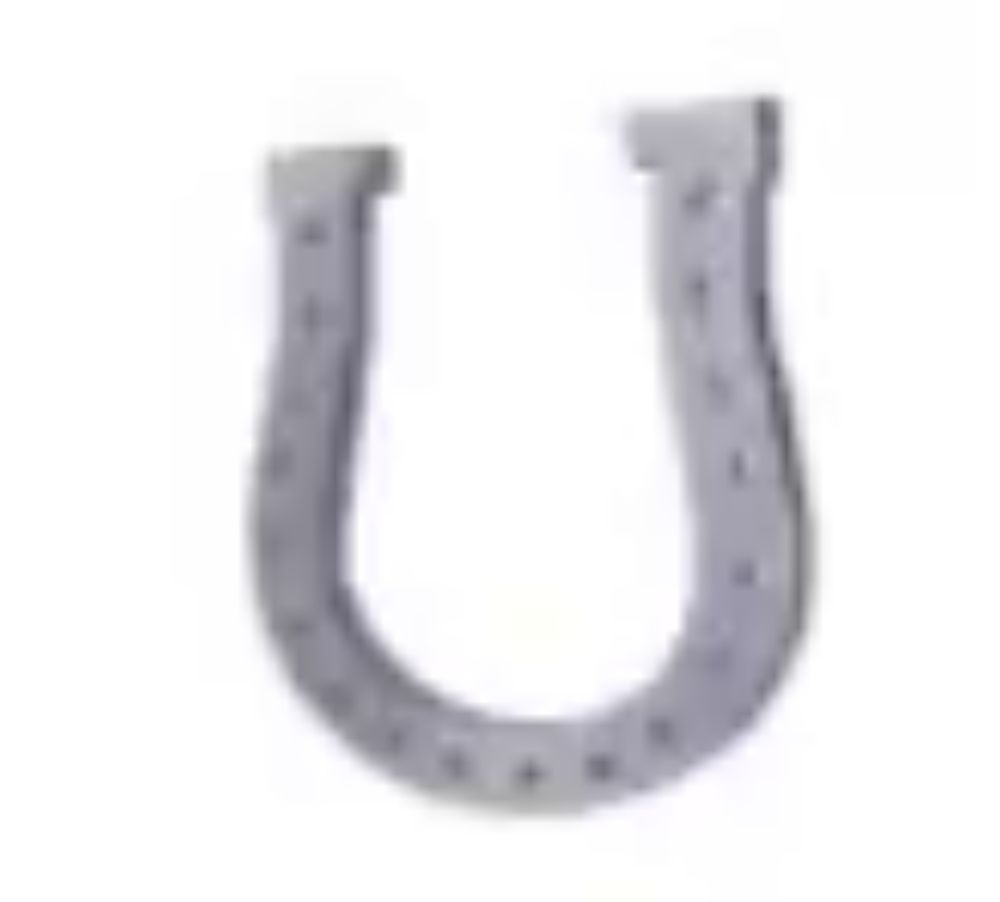 a horseshoe on a white background that looks like the letter u .