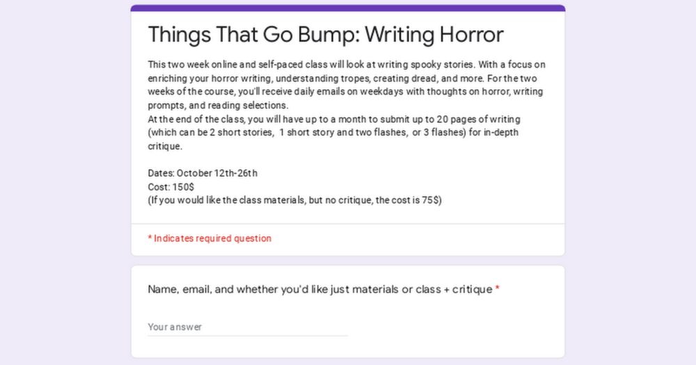 Things That Go Bump: Writing Horror