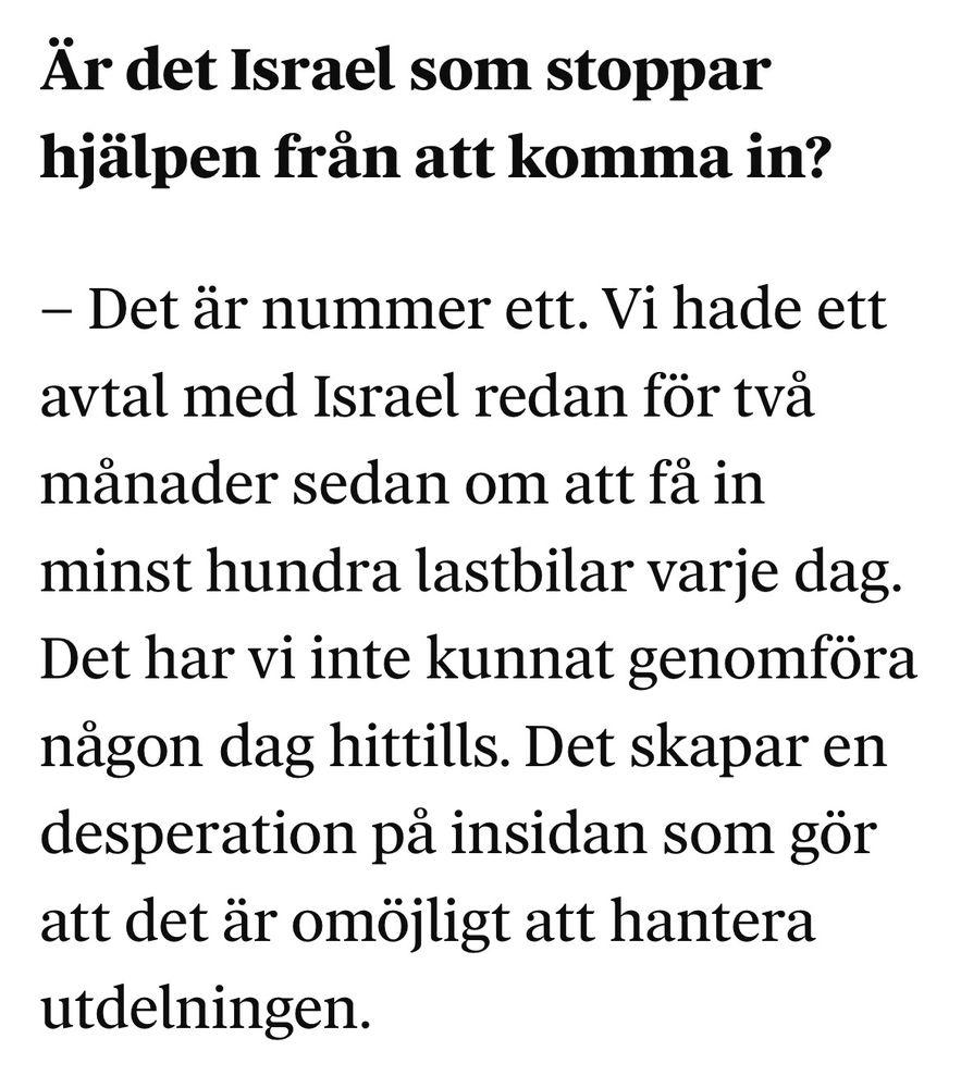 Screenshot av fråga om Israels ansvar för situationen.