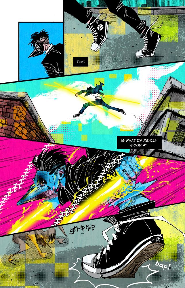 A newish page from the not-finished-yet issue 6 which started a monster battle (a battle with a monster not a really big battle) that I’m only just getting to the end of