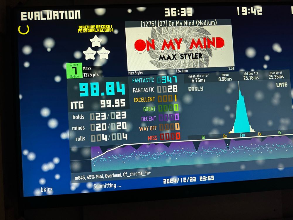 results screen for Max Styler - On My Mind SM7. 28w, 1e