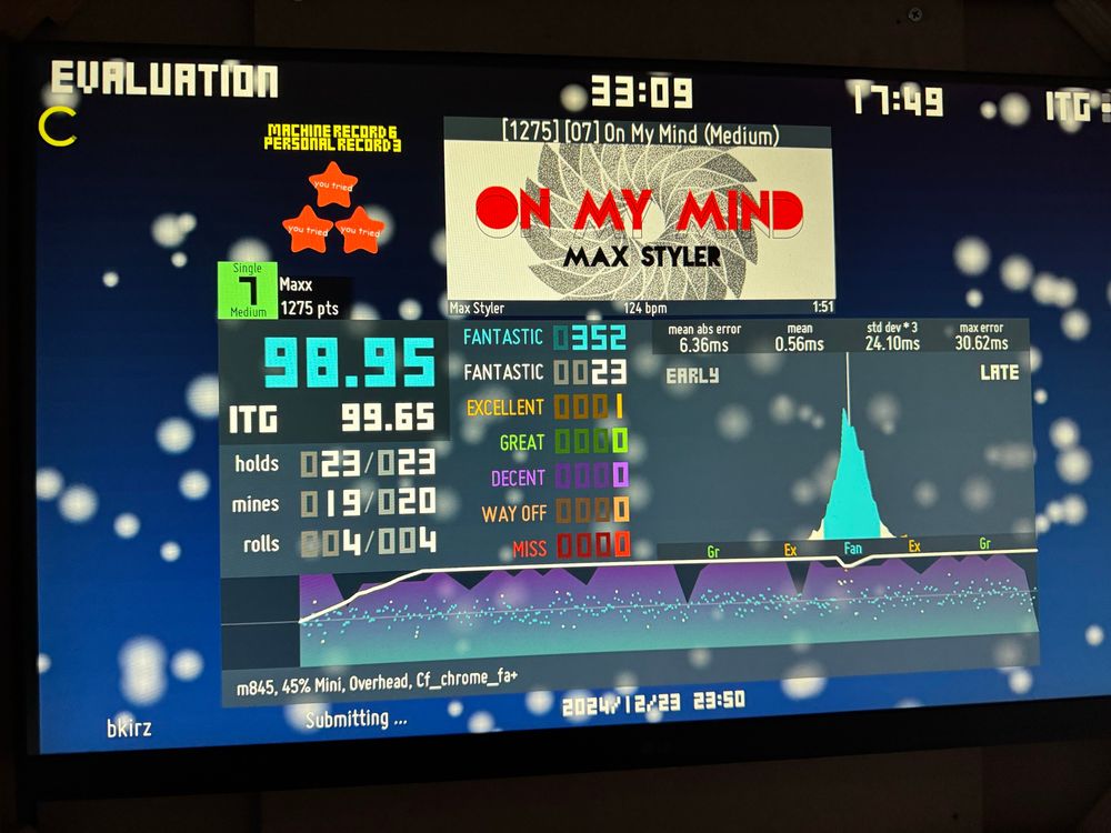 results screen for Max Styler - On My Mind SM7. 23w, 1e