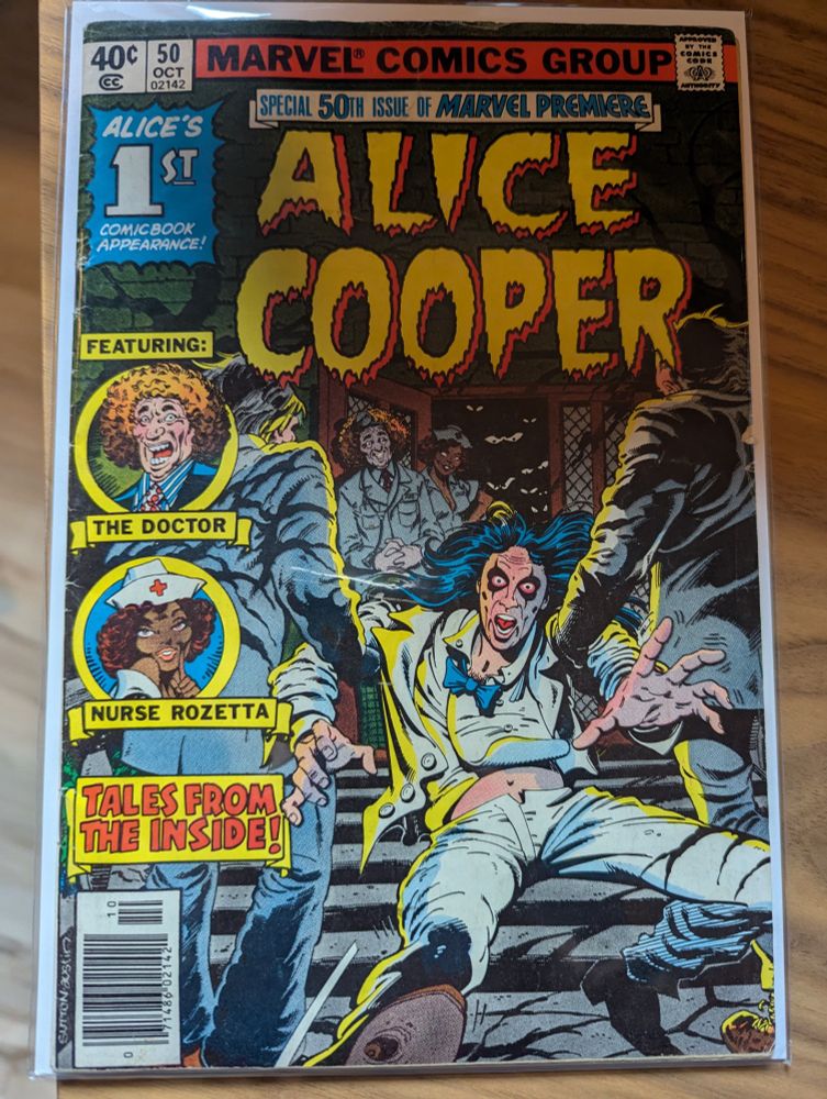 Marvel Premiere #50 1979 features Alice Cooper. The story is pulled from Alice's album written with Burnie Taupin. Art by Tom Sutton and Terry Austin. 