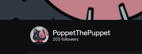 Screenshot of Poppet's follower count- which is at 203 in the image
