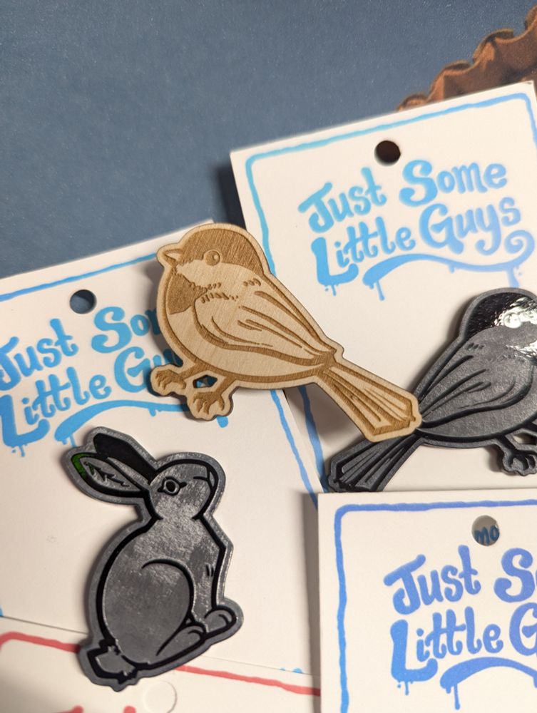 Chickadee wooden pin.