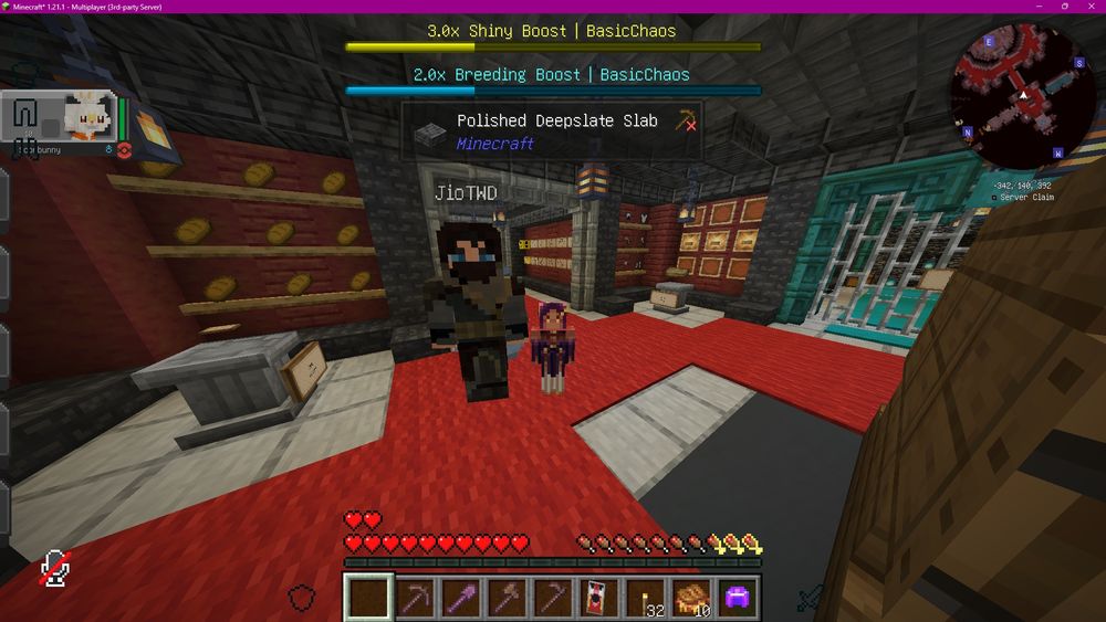 Screenshot of Minecraft game seem with viewable player being Syzygy's friend Jio.
