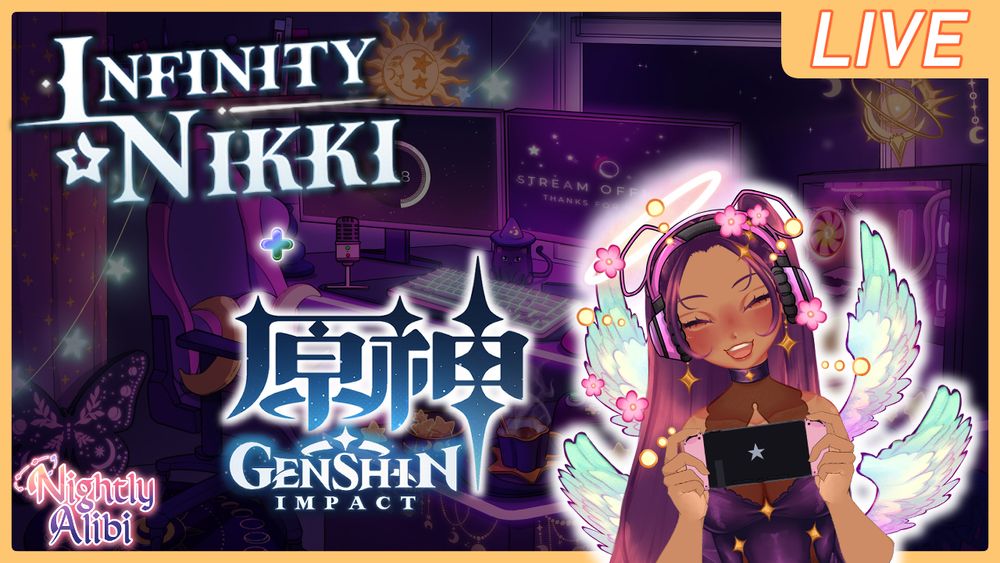 Thumbnail for Nightly Alibi's Twitch Stream Plans of Infinity Nikki and Genshin Impact.