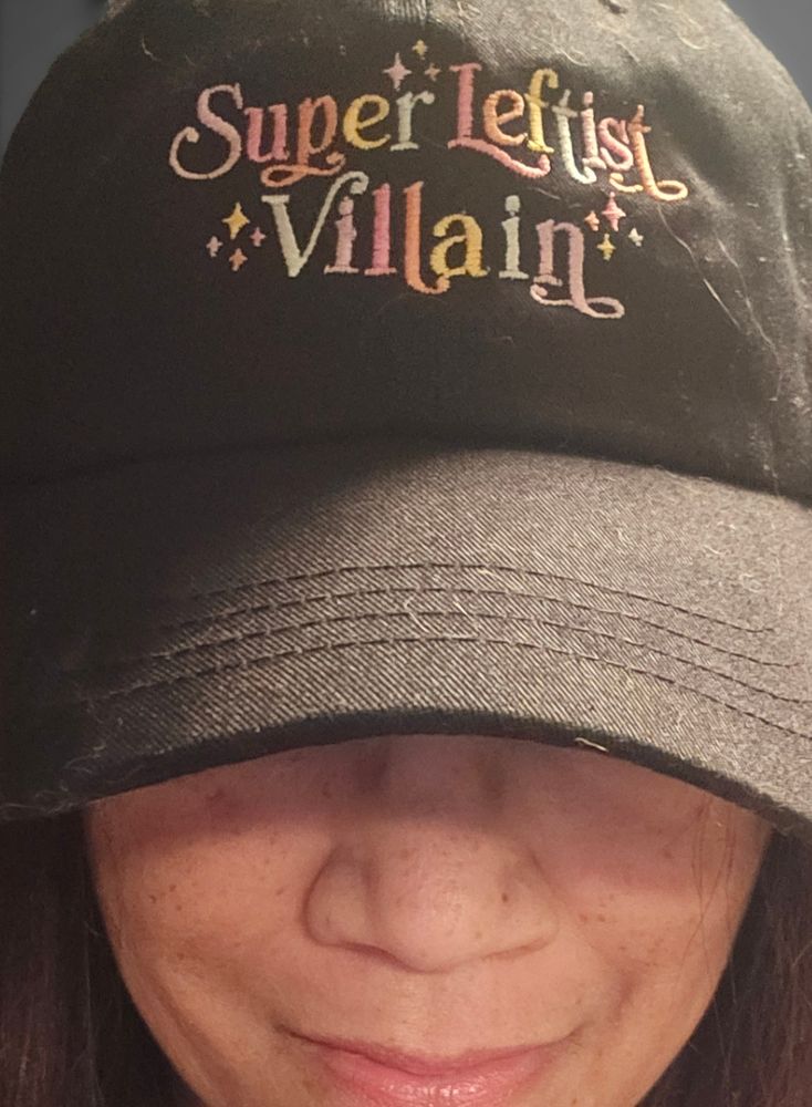 Black hat that says Super Leftist Villain