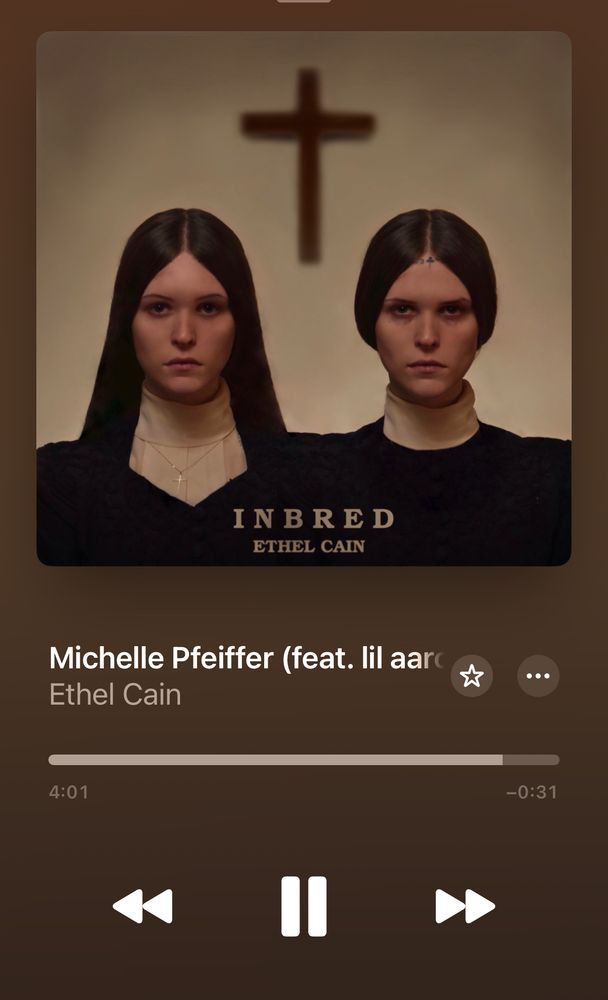 A screenshot of the song Michelle Pfeiffer by Ethel Cain on Apple Music.
