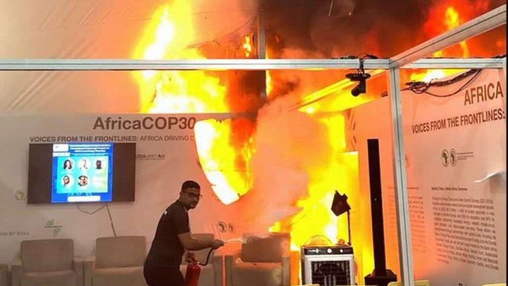 Fire at the COP 30 conference.