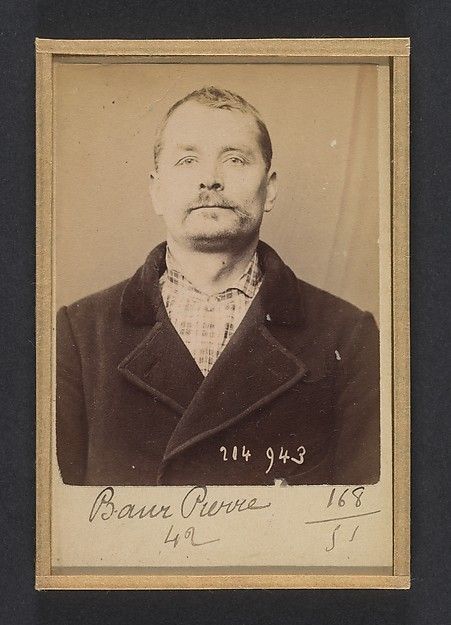 Baur. Pierre. 41 ans, né à St Leonard (Haute-Vienne). Cordonnier. Anarchiste. 1/3/94. (1894) by Alphonse Bertillon.