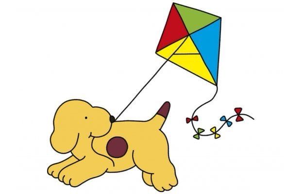 Spot the dog flying a kite