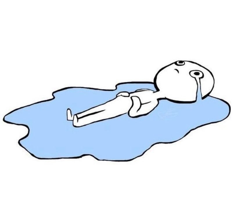 meme of a person crying in a puddle of their pwn tears, by qinni