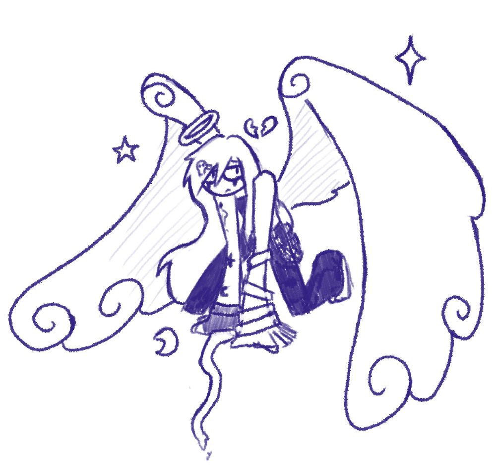 Vee Interstellar as an Angel looking sad cause; all angels have abandonment issues.