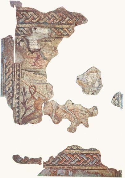 Fragmentary pavement mosaic from the palace of Theoderic in Ravenna. Early 6th century CE? Visible are the wings and hooves of Pegasus, and the shaft of the spear being driven into the chimera. 

Fede Berti, Mosaici antichi in Italia, VII: Ravenna (1976), pl. 48 (sorry for image quality - I don't have a better scan to hand...)