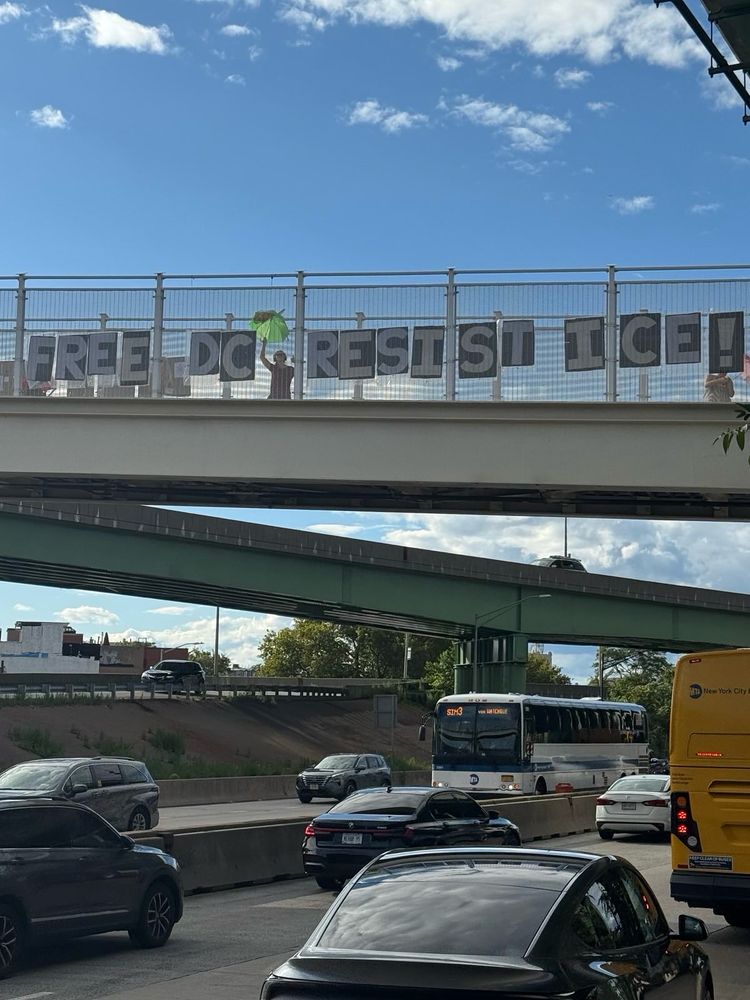 overpass signage over the BQE 