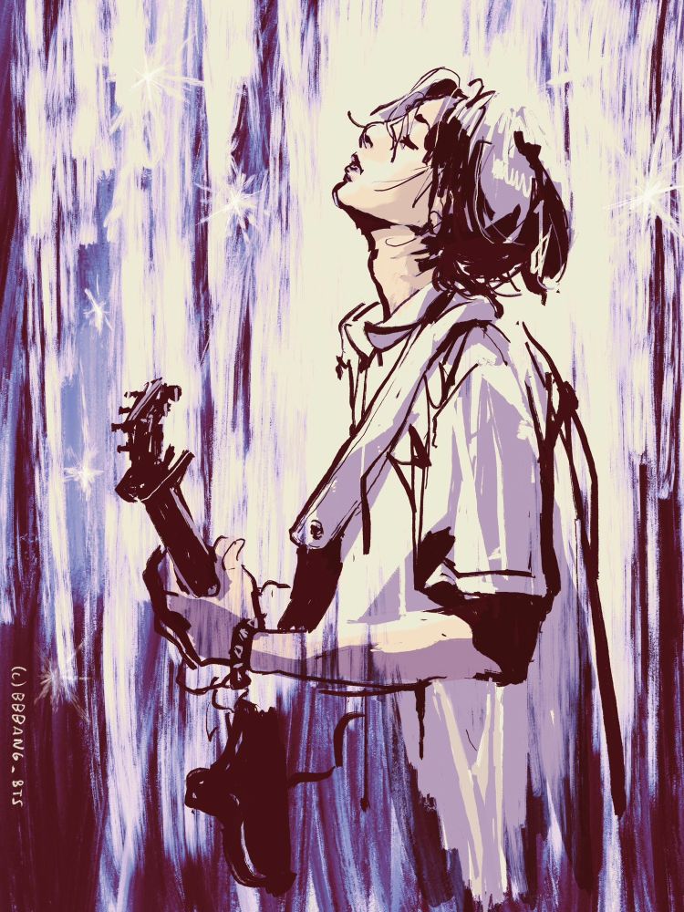 A fanart of Min Yoongi aka SUGA of BTS, playing guitar. His trials ends in full bloom