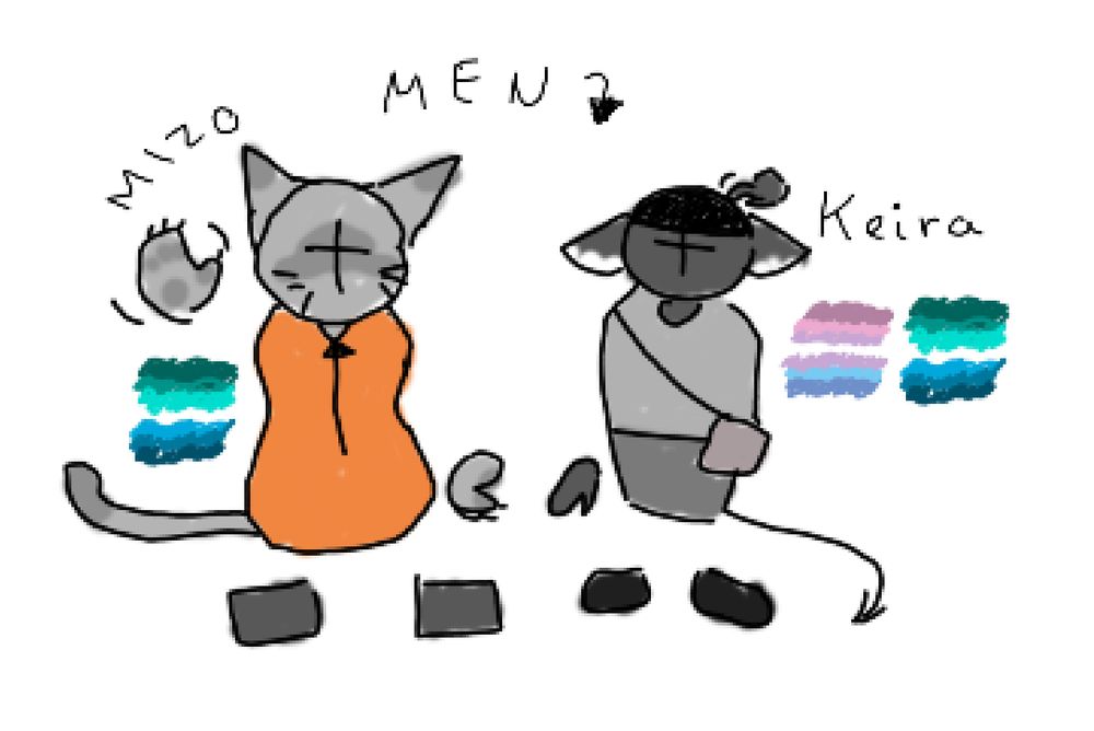 a doodle of two madness combat ocs: Mizo and Keira