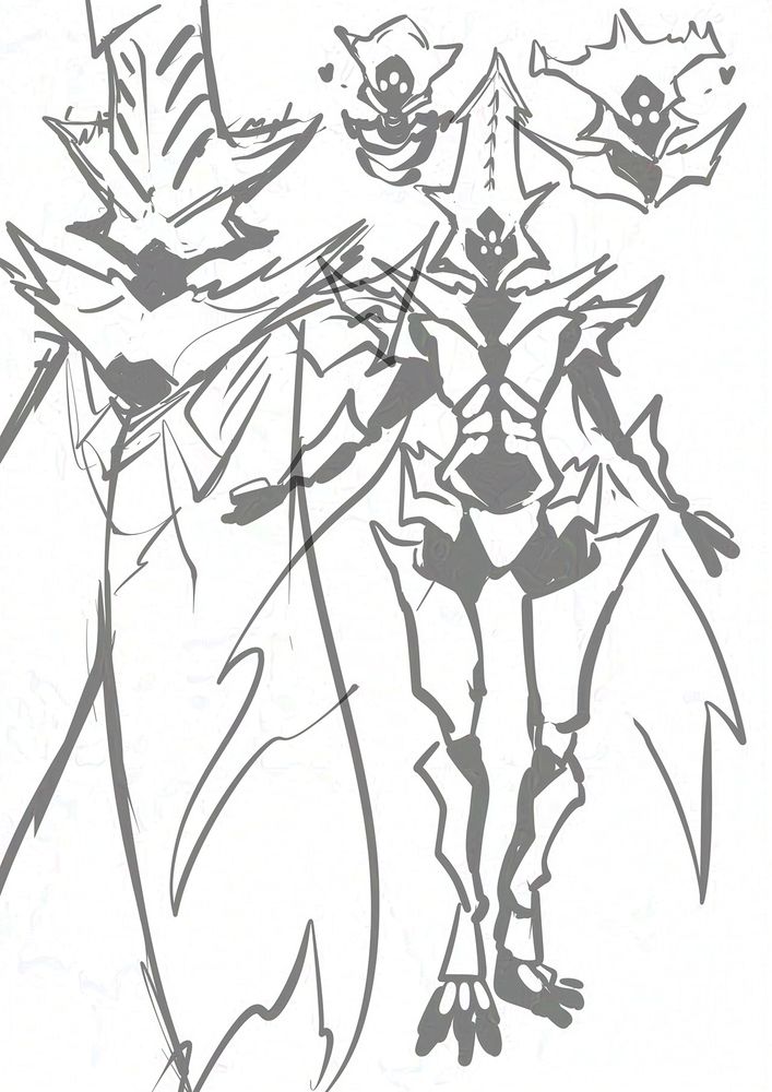 concept sketches of a literal sword-like hivesona