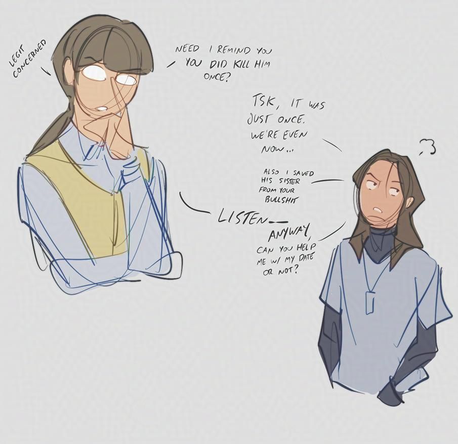 Two colored sketches of Daichi Isuzu and Michinaga Azuma, from Kamen Rider Geats, casually talking. "Need I remind you, you did kill him once?" Daichi adjusts his glasses, showing some concern to the situation. Michinaga sighs annoyed. "Tsk, it was just once. We're even now... also I saved his sister form your bullshit." Daichi quickly interrupts "LISTEN—" and so does Michinaga. "ANYWAY, can you help me w/ my date or not?"