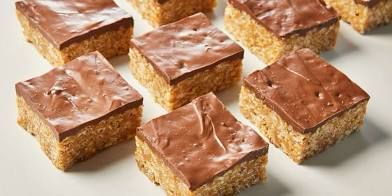 Midwest classic, a Scotcharoo. Essentially a Rice Crispie Treat w/Peanut butter instead of Marshmallow, covered with a chocolate/butterscotch topping. 