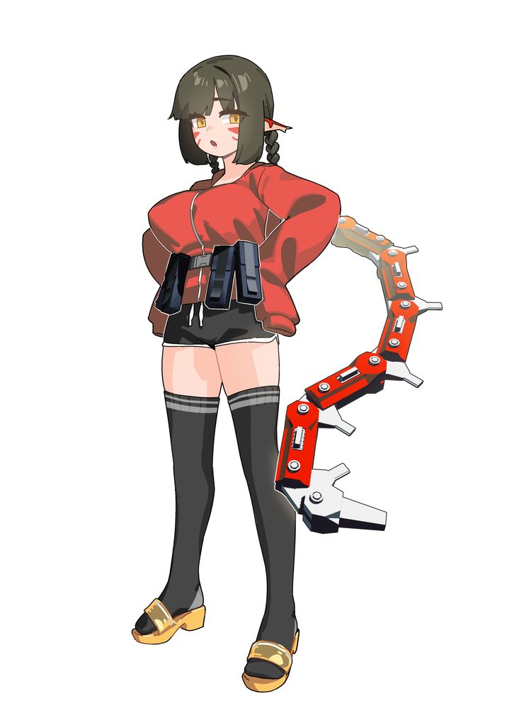 a comfortable dragon girls with mecha tail
