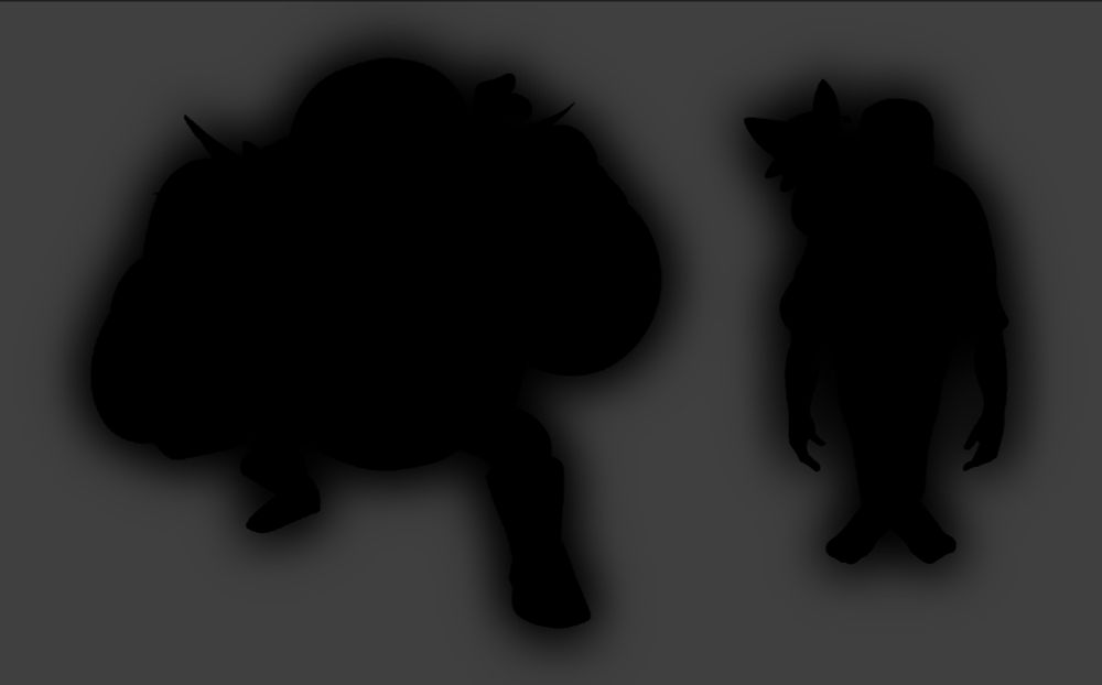 Two silhouettes of to-be-announced playable characters. Who ARE they?