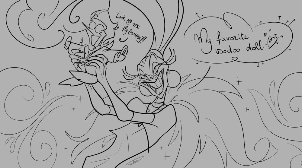 Lineart of Spamton & Yzma yay!