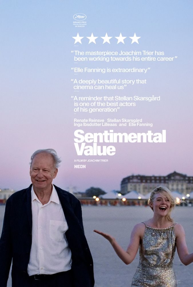 A newer poster offers a smiling Skarsgård and a delighted Elle Fanning.